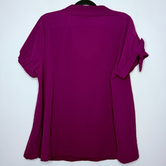 MODCLOTH Puff Sleeve Purple Vneck Short Sleeve Blouse Top - Picture 6 of 8